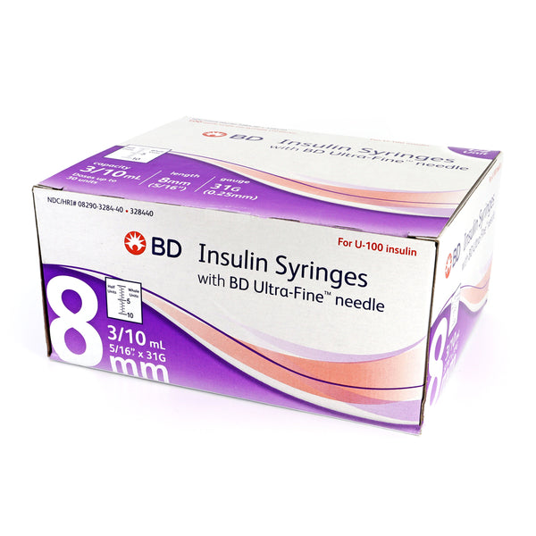 BD Ultra-Fine Needle Insulin Syringes - 31G 3/10cc 8mm (5/16”)