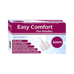 Easy Comfort Insulin Pen Needles - 31G 6mm 100/BX