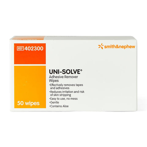Uni-Solve Adhesive Remover Wipes. Box of 50, Wipes, ANTISEPTICS & CLEANING,  Medical and Surgical Requisites