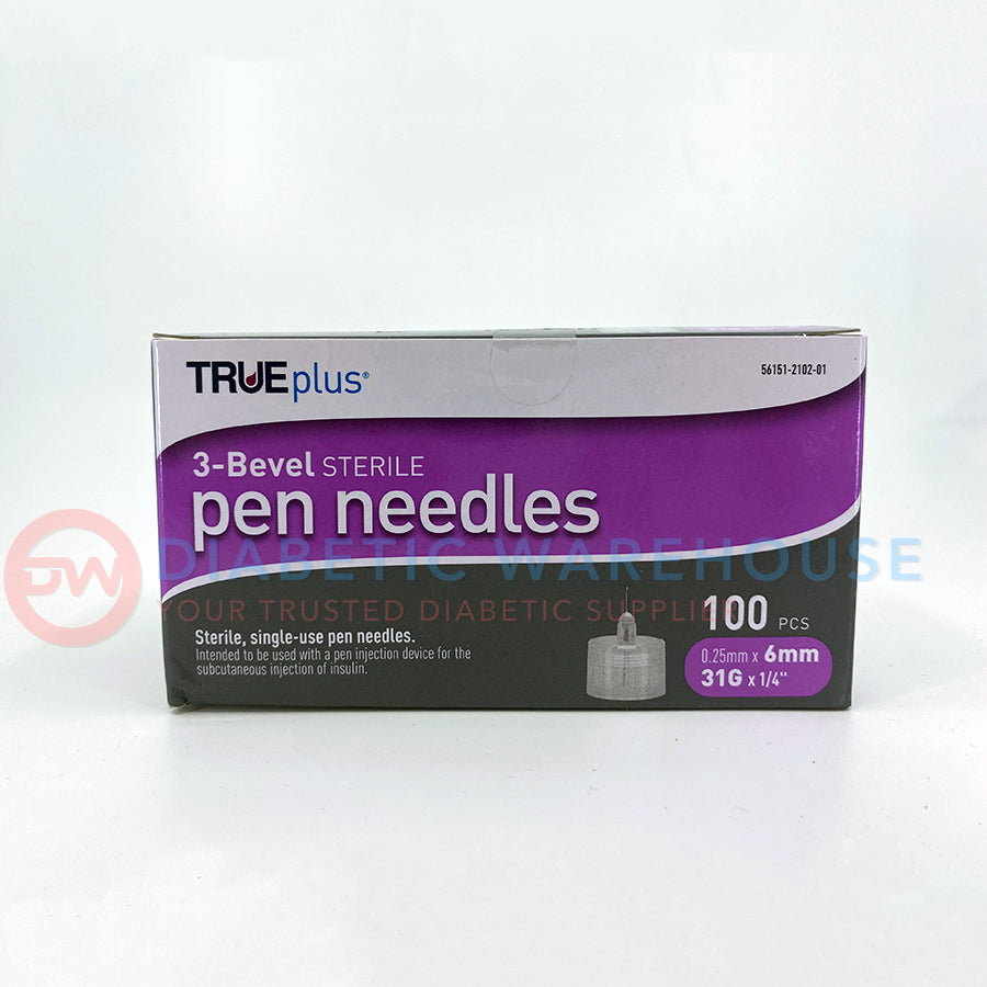 TRUEplus 5-Bevel Sterile, Single-Use Pen Needles, 31G, 5mm (3/16 inch)